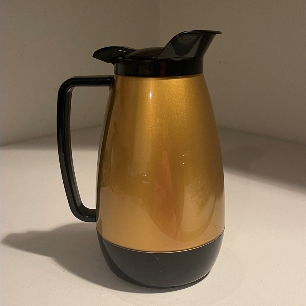 Vintage Gold and Black Thermal Coffee Carafe